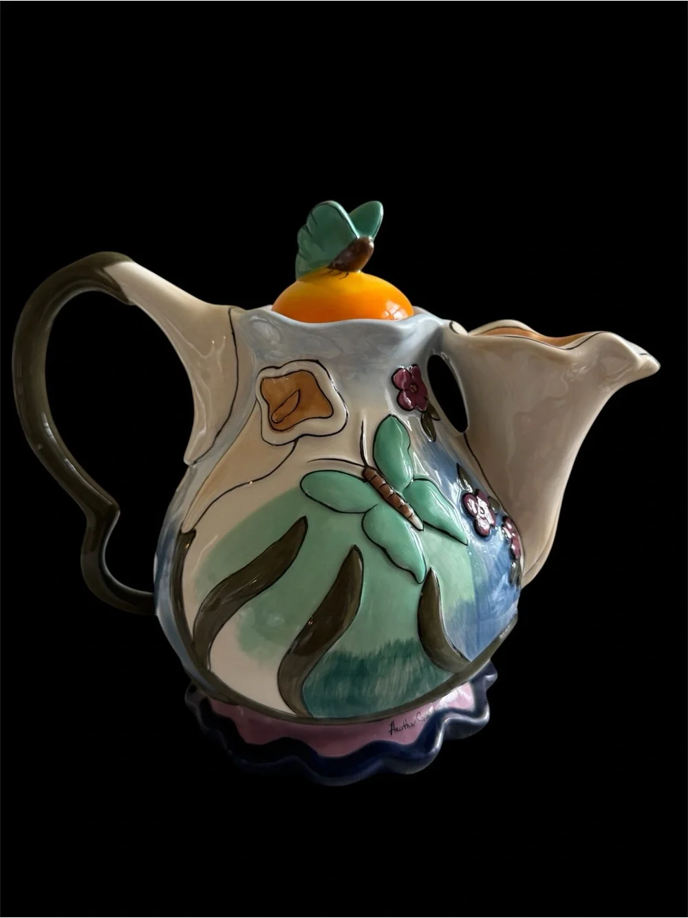 Collectible Teapot Hand-Painted by Heather Goldminc. Like New and Whimsical.